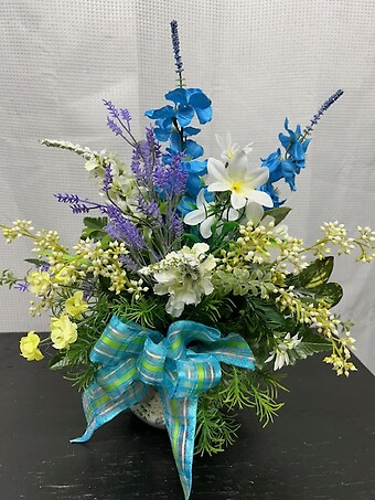 Silk Mixed Arrangement with Blue Accents