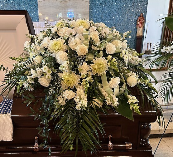 White Casket Spray