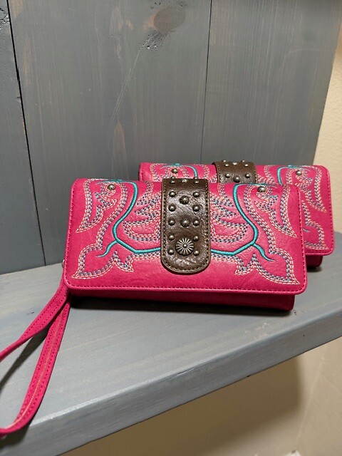 Pink Western Wristlet Wallet