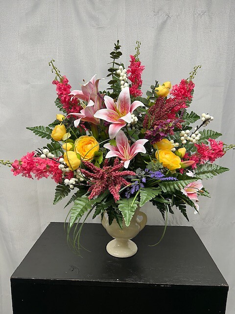 Silk Mixed Arrangement in Pedestal Vase