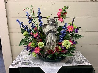 Silk Garden with Angel Keepsake