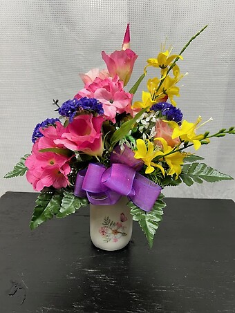 Silk Arrangement in Keepsake Mason Jar