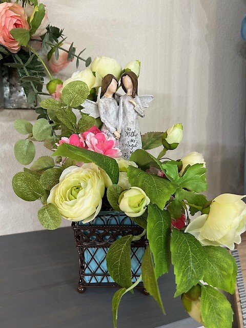 Silk Arrangement with Figurine