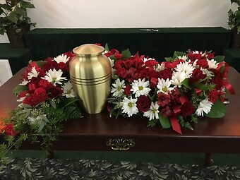 Red and White Urn Piece