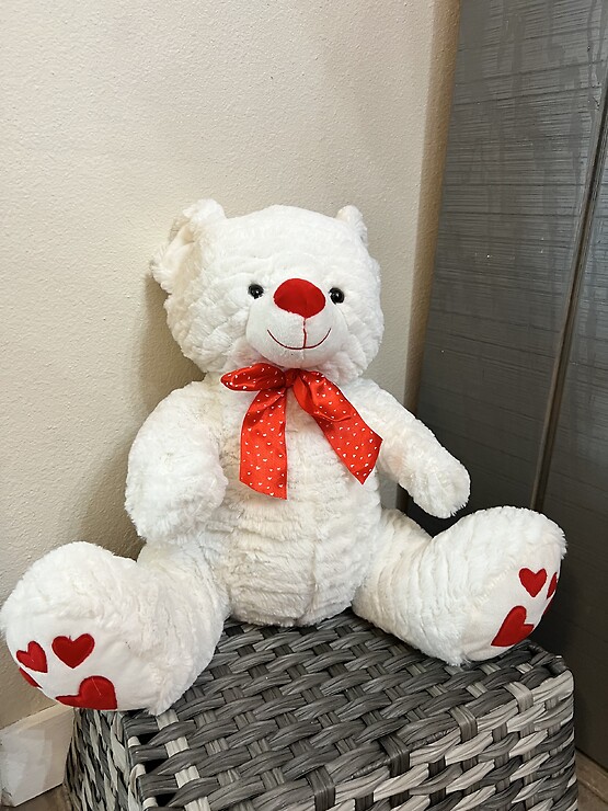 White Bear with Heart Paws