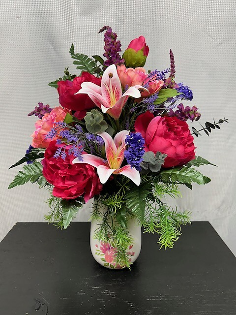 Silk Lilies and Peonies
