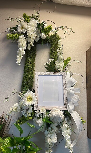 White Flowers Sympathy Tribute Frame