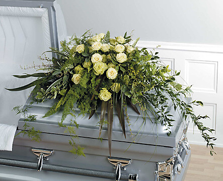 Foliage and Rose Casket Spray